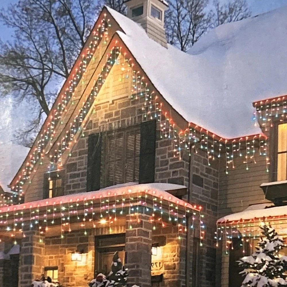 Holiday Time 300 Ct Multicolor Icicle Christmas Lights White Wire 18 Ft New